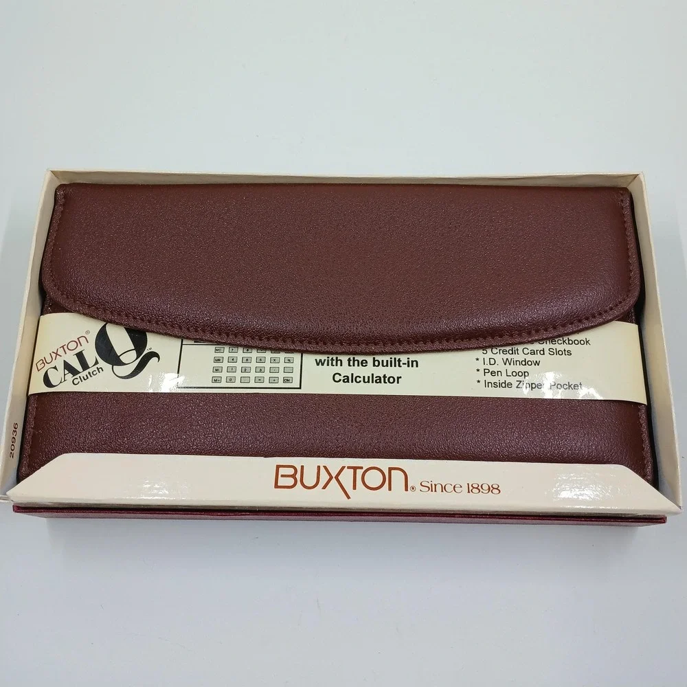 Buxton Leather‎ Wallet Checkclutch Womens One Size Brown CAL-Q Calculator New